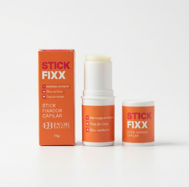 Stick Fixx antifrizz sendo aplicado no cabelo antes da corrida