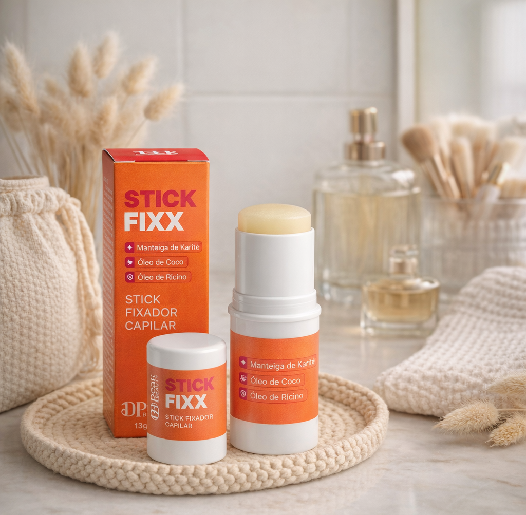 Aplicação do Stick Fixx antifrizz em cabelos rebeldes