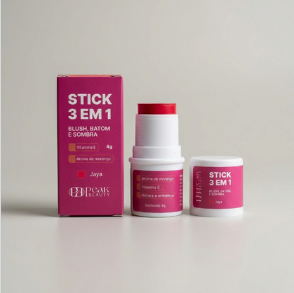 Stick 3 em 1 Peak Beauty na cor Jaya, com a caixa